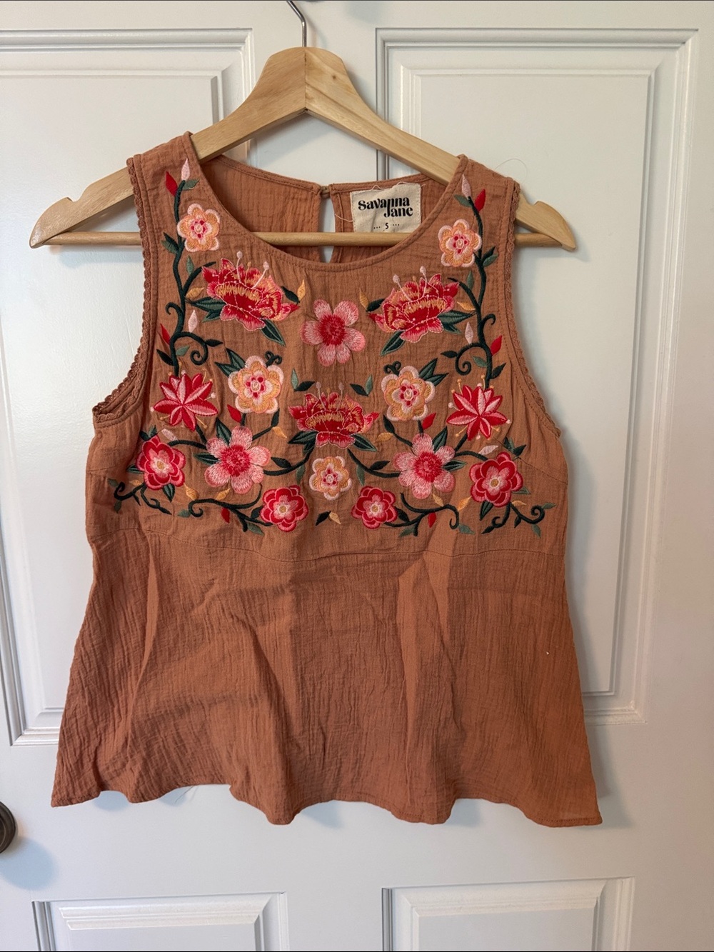 Savanna Jane Floral Embroidered Sleeveless Top